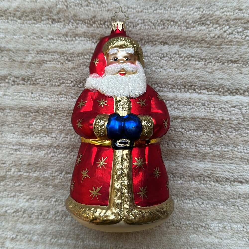 Christopher Radko Glass Christmas Ornament Ded Moroz Santa Red & Gold Robe